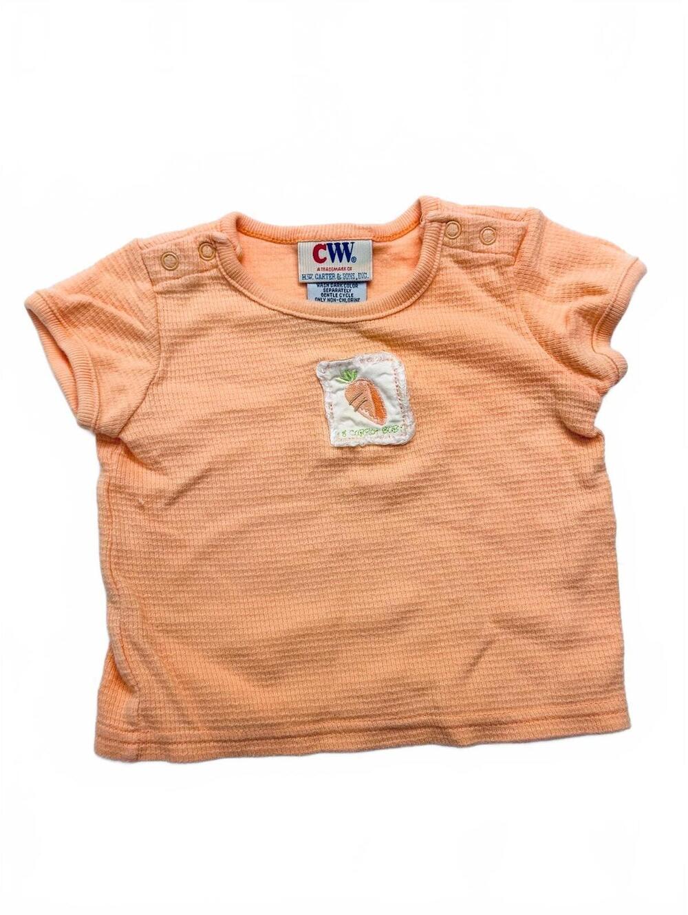 Vintage 90s Y2K C.W. H.W. Carter & Sons Veggie Baby T Shirt Carrot 6-9 Months